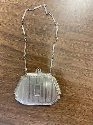 Vintage Silver Metal Chain Women Compact Cosmetic Case Mirror NEAT Purse • $20