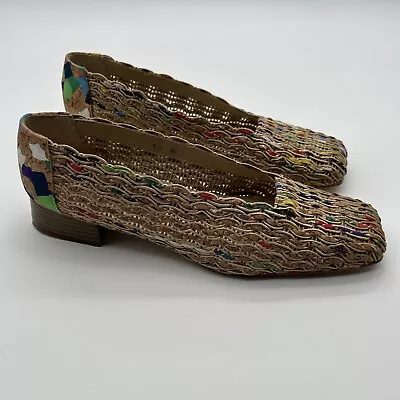 M Jerrold Women’s Multicolor Woven Cork Rattan Block Heel Vintage Shoes 10M • $46.03