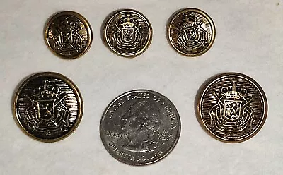 5 Vintage Metal Coat Of Arms Lion Shield Buttons Gold-tone • $16.99