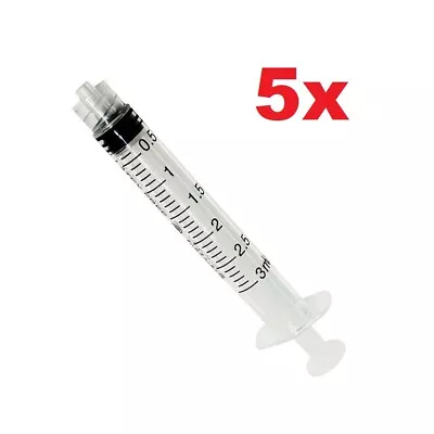 5x 3mL Disposable Syringe Luer Lock Tip Liquid Medical Plastic 3cc Sterile • $6.45