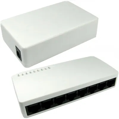 8 Port Way 10/100MBps Ethernet Network Switch RJ45 Lan Box Selector Splitter Hub • £24.99
