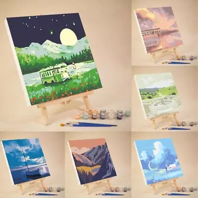 DIY Digitals Oil Paint 20x20cm Canvas Painting By Numbers With Frame Gift O3U7 • $11.06