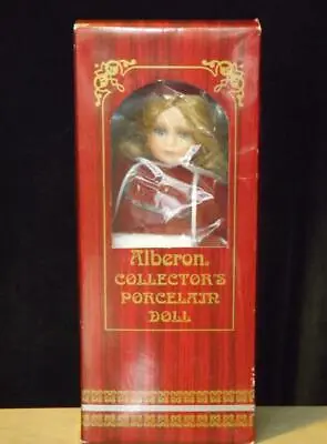 Alberon Sonia Porcelain  Doll With Ice Skates Red Velvet Dress Stand NIB 11  • $33.70
