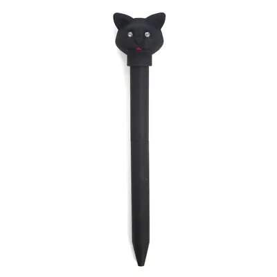 Black Cat Rubber Coated Light Up And Sound LED Pen Makes MEOW Sound & Eyes Blue • £8.99