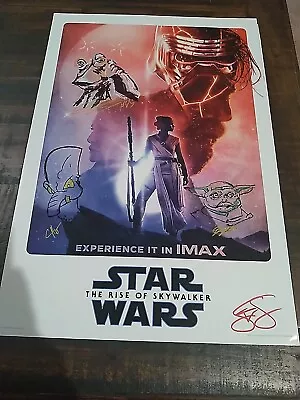 Star Wars Movie Poster Signed And Sketched Artists Ken Salinas Cole Hays... • £27.50