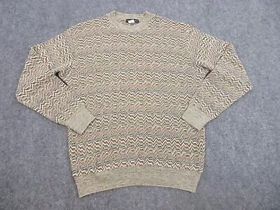 VINTAGE Jhane Barnes Sweater Mens Medium Brown Knit Preppy Casual Lightweight • $44.85