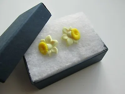 Handmade Pale Yellow Spring Daffodil Stud Earrings - Marie Curie Charity   • £4.99