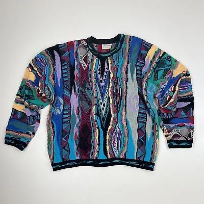 Vtg Coogi Sweater 1XL 3D Knit Textured Mercerized Cotton Australia Biggie 90s • $419.83