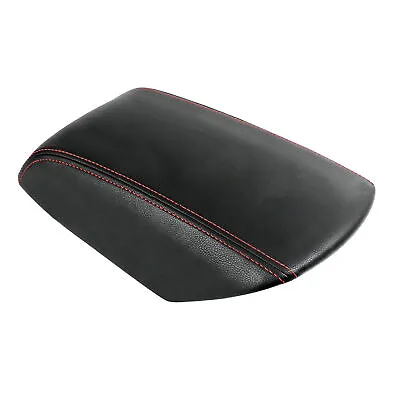 $15.08 • Buy Fits 2011-2018 Ford Explorer Black Leather Console Lid Armrest Cover Red Stitch