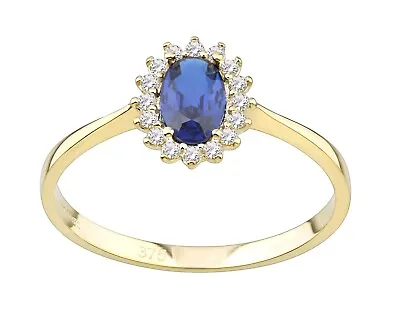 £69.95 • Buy 9ct Yellow Gold Blue Sapphire Oval Cluster Ring Size J K L M N O P Q R S