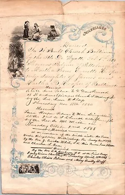 1854 - 1893 Marriage Record Certificate For 5 Weddings - Baltimore Allegheny • $35.17