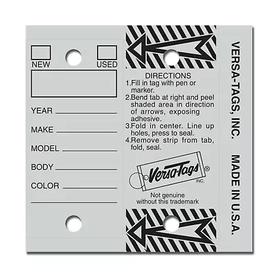 GRAY Genuine Versa-Tag Key Tags Self-Protecting 250 Tags Per Box • $18.79