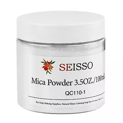 Mica Powder - 3.5oz/100g Silver White Natural Epoxy Resin Dye Color Pigment P... • $14.12