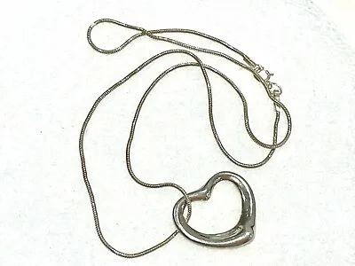 Tiffany & Co. Elsa Peretti Sterling Silver Open Heart Pendant Necklace 925 3.7g • $129
