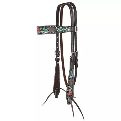 Circle Y Hand Painted Cactus Flower Filigree Browband Headstall • $90.24