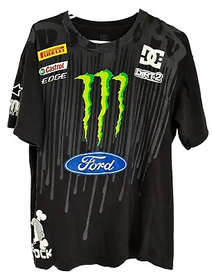 DC Shoes Ken Block Monster Energy T Shirt Large All Over Print Ford Racing 43 • $52