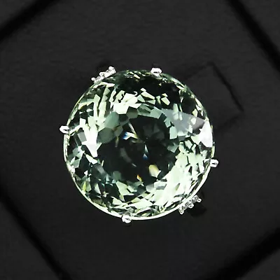 Gorgeous Green Amethyst Round 14.7Ct 925 Sterling Silver Handmade Rings Size 6.5 • $24.99