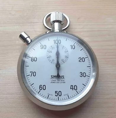 £49 • Buy Vintage Smiths 1/100th Min Jewelled Lever Mechanical Wind UP Pocket Stop Watch W