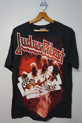 Vintage Judas Priest T Shirt British Steel 90s Retro Rock Metal Band Hanes Sz L • $116.99