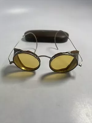 Vintage Willson Goggles Foldable + Tin Case Glasses Safety Steampunk 1940’s Rare • $85.49