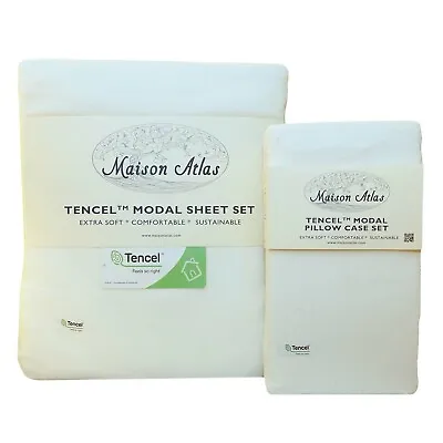 $19.99 • Buy TENCEL MODAL Jersey SHEET SET PILLOWCASE By Maison Atlas | Pure Beech | NEW