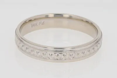 4.1mm Milgrain Textured Wedding Band Ring 14K White Gold 4.04 Grams Size 9.5 • $209.99