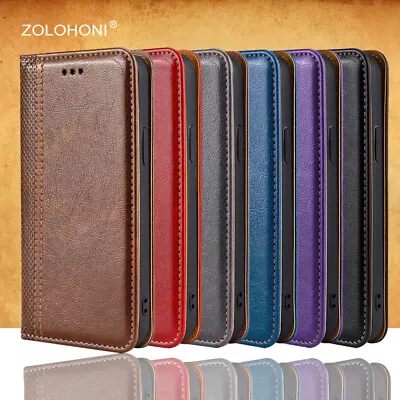 $12.09 • Buy Card Holder Genuine Leather Case Cover Wallet For IPhone 6 7 12 13 14 Pro Max XR
