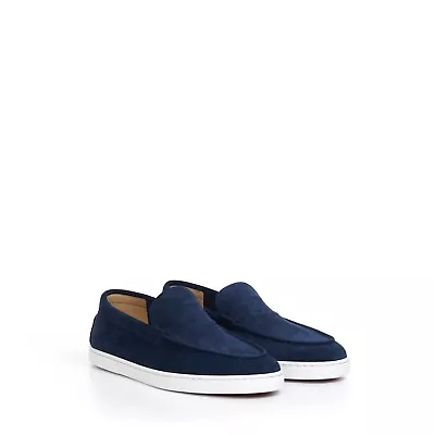 CHRISTIAN LOUBOUTIN 895$ Varsiboat Boat Shoes / Loafers - Marine Blue Suede • $607.75