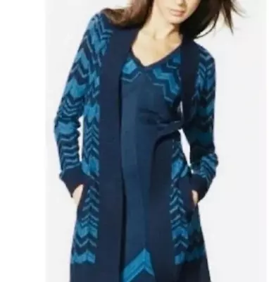 Missoni For Target Blue Chevron Knit Longsleeve Open Cardigan Duster Size M • $28.99