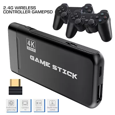10000+ 4K Retro Game Console Plug&Play Video Game Stick +2x Wireless Controllers • £18.90