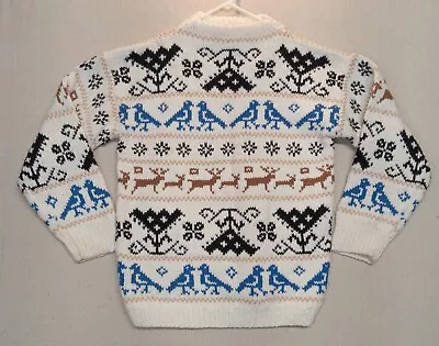 Vintage Medium/Large JERSILD White Long Sleeve Christmas Style Ski Sweater • $24.97