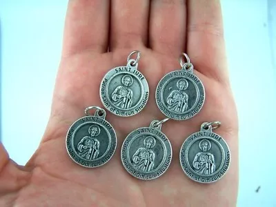 Set Of 5 Silver Toned Base Saint Jude Patron Of Difficult Situations Medal 3/4  • $16.83