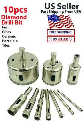 10pcs Diamond Hole Saw Drill Bit Set Maker Cutter Glass Ceramic Tile Porcelain • $7.45