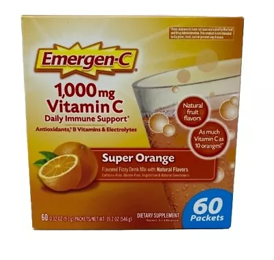 Emergen-C 255115 1000mg Super Orange Flavor Vitamin C Powder 60 Count Exp 5/2025 • $18.49