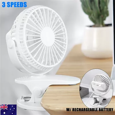 $14.39 • Buy Portable Desk Fan Mini Usb Rechargeable Quiet Cooler Table Clip Pram Cooling AU