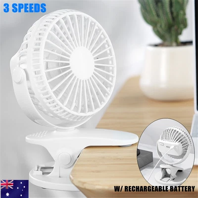 $13.99 • Buy Portable Desk Fan Mini Usb Rechargeable Quiet Cooler Table Clip Pram Cooling AU