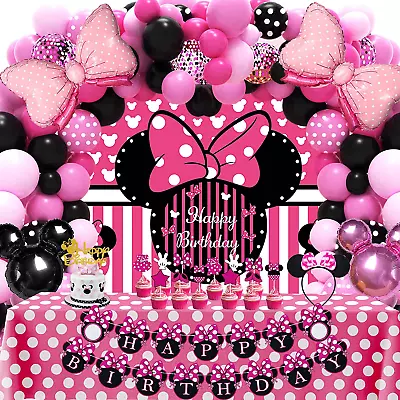 Pink Mouse Birthday Decorations Party Supplies For 1St 2Nd 3Rd Year Girl Baby Sh • $46.52