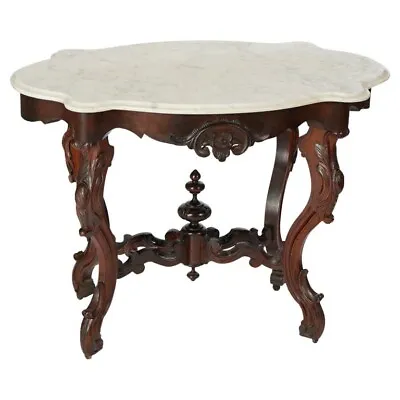 Antique Renaissance Revival Walnut Rosewood & Marble Parlor Table C1890 • $1440