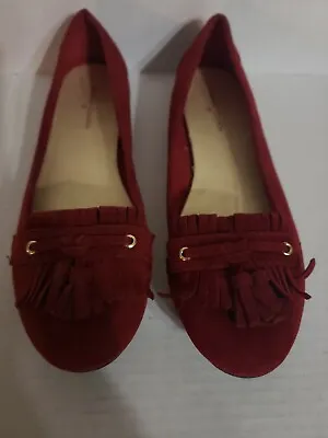 Faded Glory Womens Flats 9 Red Loafer Slip On Tassle Light Weight  • $9.50