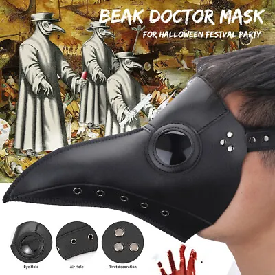 £12.89 • Buy Plague Doctor Bird Mask Steampunk Halloween Cosplay Long Nose Beak Dr Costume UK
