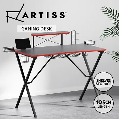 $126.95 • Buy Artiss Gaming Desk Computer Desks Table Storage Shelves Study Home Ofiice 105CM