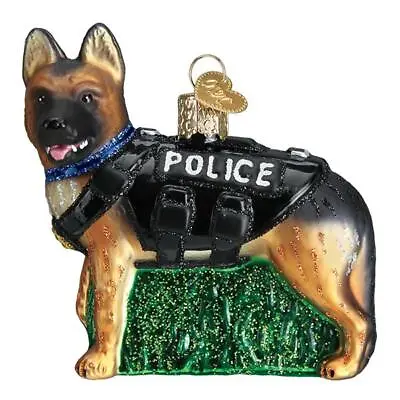 K-9 Police Dog Glass Ornament Old World Christmas NEW IN BOX   • $24.99