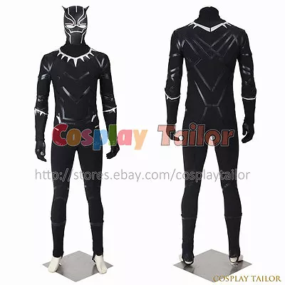 Captain America 3 :Civil War T'Challa Cosplay Black Panther Costume Fancy Dress • $272.59