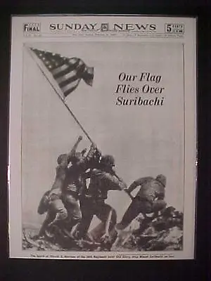 Vintage Newspaper Headline~ World War 2 Suribachi Iwo Jima Flag Japan Wwii  1945 • $14.95