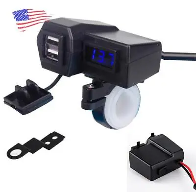 Waterproof Motorcycle 12V Dual USB Charger Power Adapter Voltmeter Accessories • $13.90