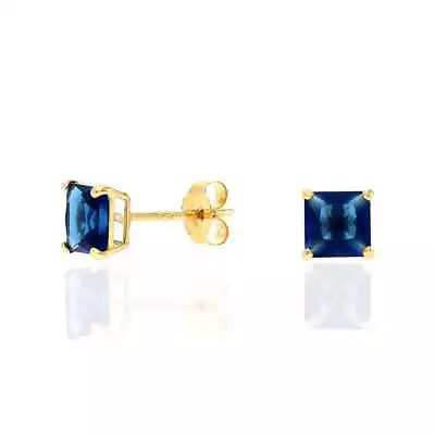 14k Yellow Gold 4mm Princess Birthstone Square Stud Push Back Earrings • $53.30