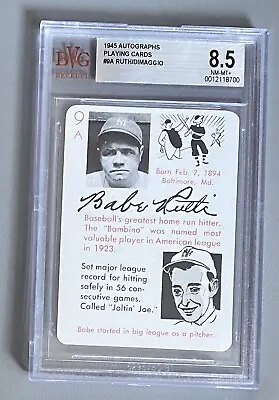 1945 HOF Babe Ruth Leister Autographs Game Card BVG 8.5 MLB NY Yankees • $1500