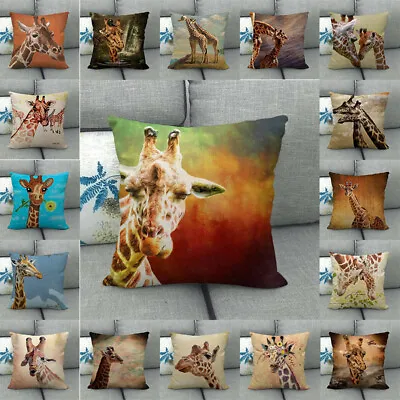 £4.78 • Buy Animals Giraffe Fantasy Travel Linen Pillows Case Throw Cushion Covers Decor