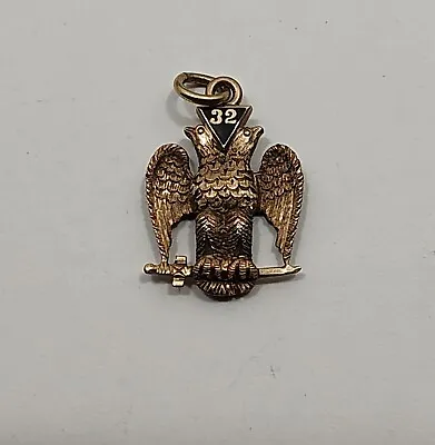 Vintage 14k Gold  Masonic 32 Degree Eagle Pendant Charm Fob • $350