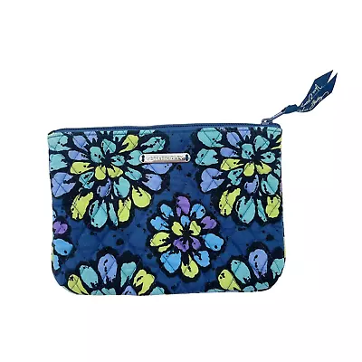 VERA BRADLEY Pouch 6 X8  Bag Quilted Zipper Indigo Pop Blue Floral Cosmetic  • $8.99